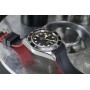 RubberB bracelet T800 pour Tudor Noir/Rouge