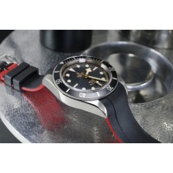 RubberB bracelet T800 pour Tudor Noir/Rouge