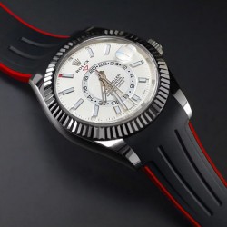 RubberB M111 Noir/Rouge pour Sky-Dweller sur bracelet Oyster