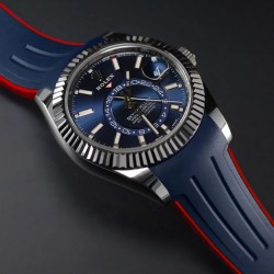 RubberB M111 Bleu/Rouge pour Sky-Dweller sur bracelet Oyster