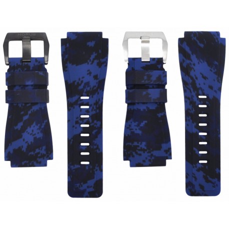 Horus Bracelet Camouflage Caoutchouc pour Bell&Ross digital bleu