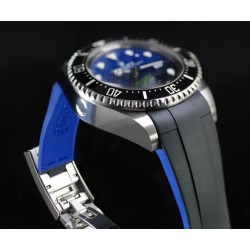 Bracelet RubberB M208 Noir/Bleu pour Rolex Deepsea 126660