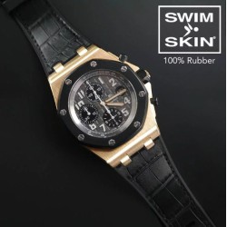 Rubber B strap APC42 Alligator SwimSkin  Black 