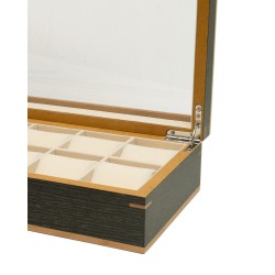 10 Watch Box Glass Lid Grey Wood - Kronokeeper