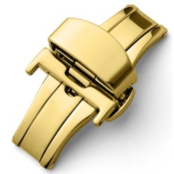 Brushed Yellow Gold PVD Double Deployant Buckle by Beco for Watch Bands