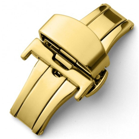 Brushed Yellow Gold PVD Double Deployant Buckle by Beco for Watch Bands