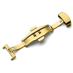 Brushed Yellow Gold PVD Double Deployant Buckle by Beco for Watch Bands