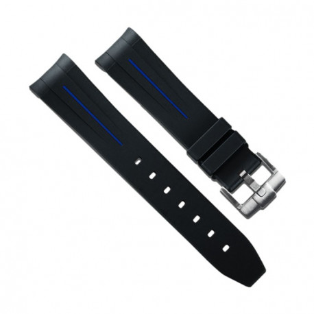 Bracelet RubberB M106 Noir/Bleu avec boucle