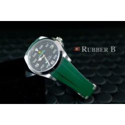 Rubber B Strap for Rolex Air-King 126900 - M215 Pine Green/Black