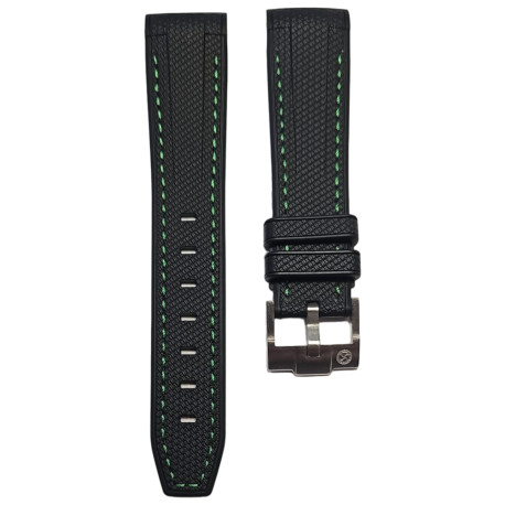 Bracelet caoutchouc texturé pour Omega MoonSwatch - - noir/ vert