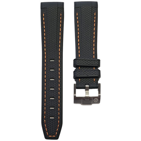 Rubber strap texture for Omega MoonSwatch - Black/orange