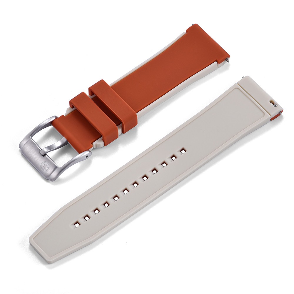 Bi-color Rubber Strap - KronoKeeper - Orange and Cream