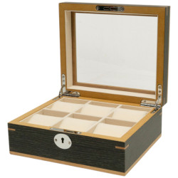 Clipperton - Box for 6 Watches with Glass Lid - Grey Wood - Kronokeeper