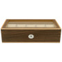 Clipperton - Box for 10 Watches with Glass Lid - Brown Wood - Kronokeeper