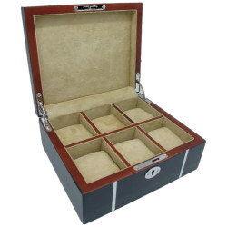 Watch Box for 6 Watches - Blue Lacquered Oak - KronoKeeper
