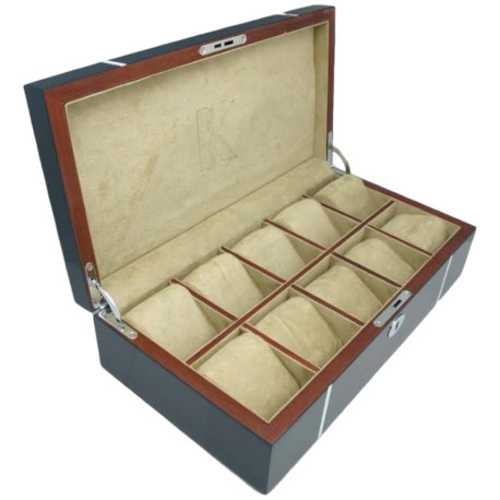 Watch Box for 6 Watches - Blue Lacquered Oak - KronoKeeper