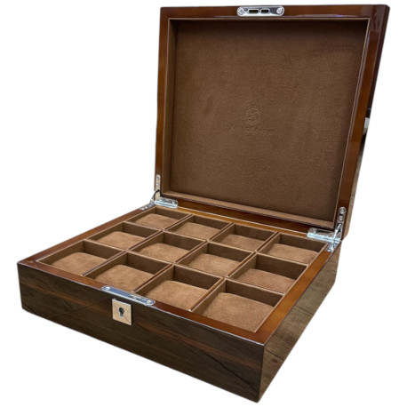 KronoKeeper Watch Box 12 Watches - Marquetry Ebony