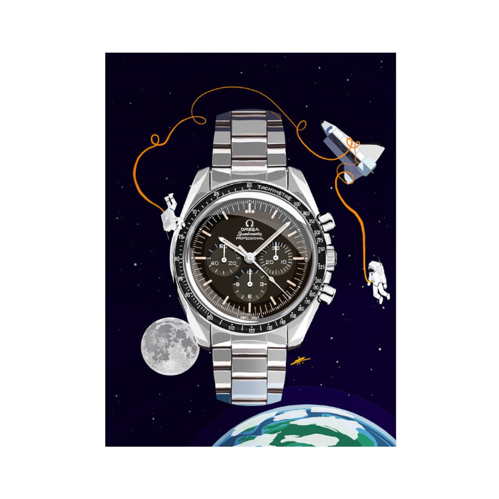 Watchoniste X MisterChrono art printing - moonwatch - 50x70