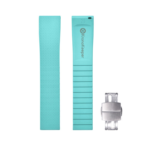 KronoKeeper adjustable Rubber Strap with deployant clasp - Cyan