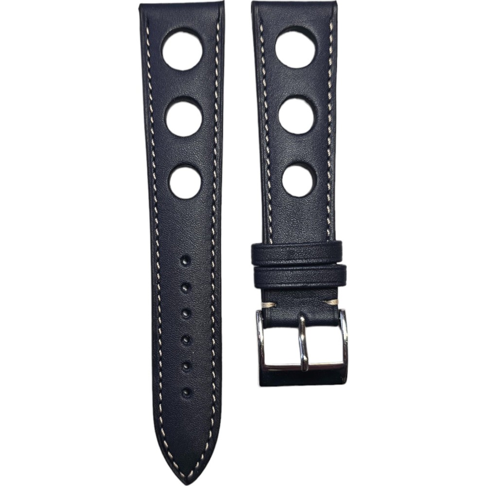 Sport Rally Baranil calf leather strap - LIC Leather - Navy blue