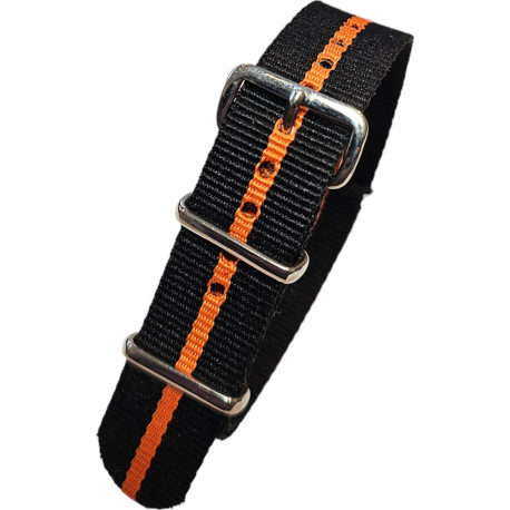 Bracelet nylon NATO Noir/Orange