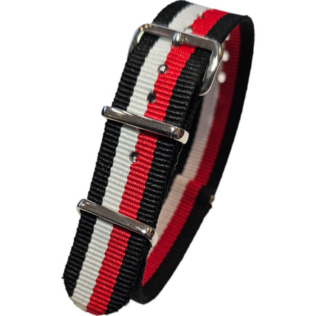 Bracelet nylon NATO Noir/Rouge/Blanc/Noir