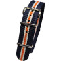 Bracelet nylon NATO bleu/blanc/orange