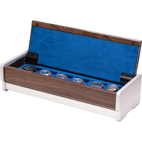 Aubliq 6 watch box in aluminium and walnut veneer