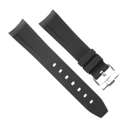 RubberB M600 Jet Black strap with tang buckle