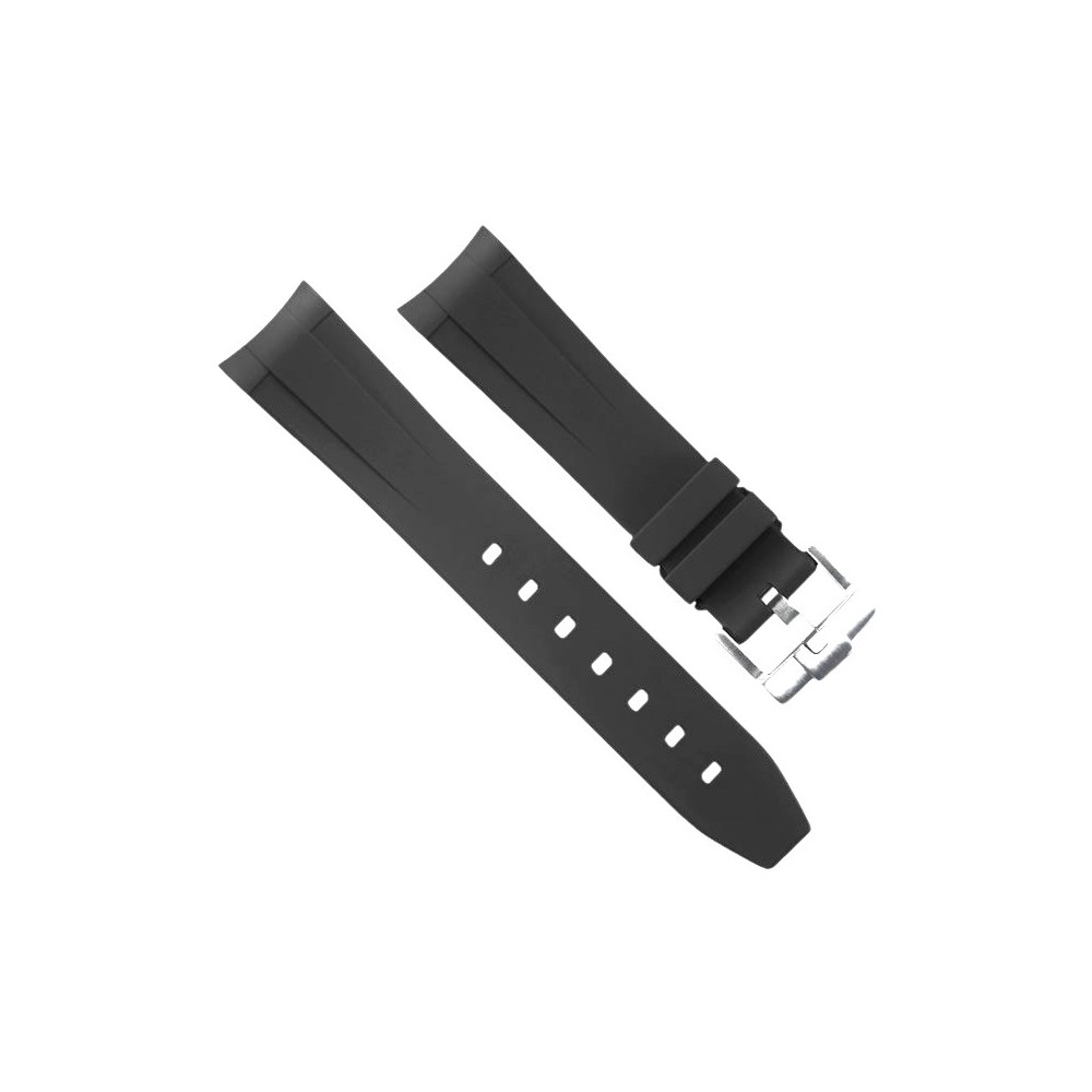 RubberB M600 Jet Black strap with tang buckle