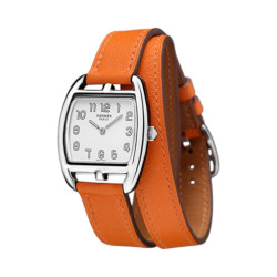 Bracelet double tour en cuir de veau Epsom - Lic Leather - orange