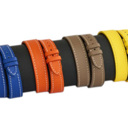 Bracelet double tour en cuir de veau Epsom - Lic Leather - orange